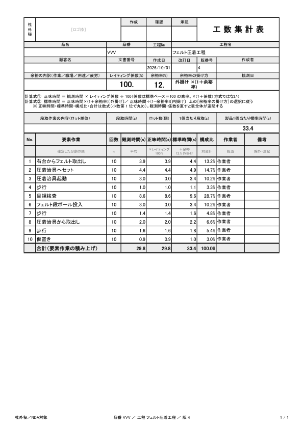 工数集計表